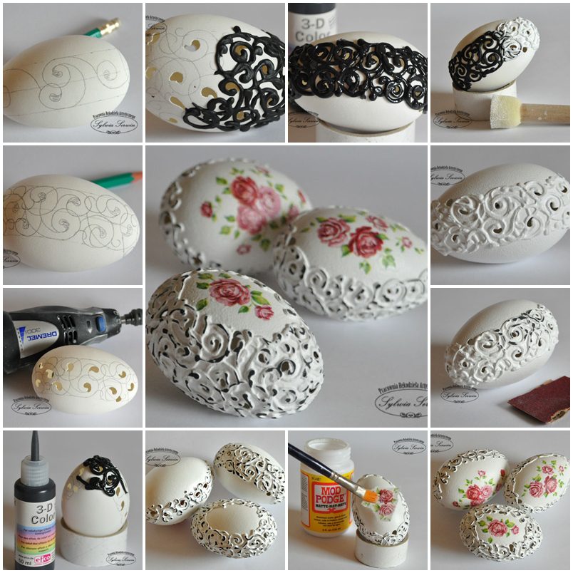 Maravillosos bordados de cáscara de huevo de bricolaje