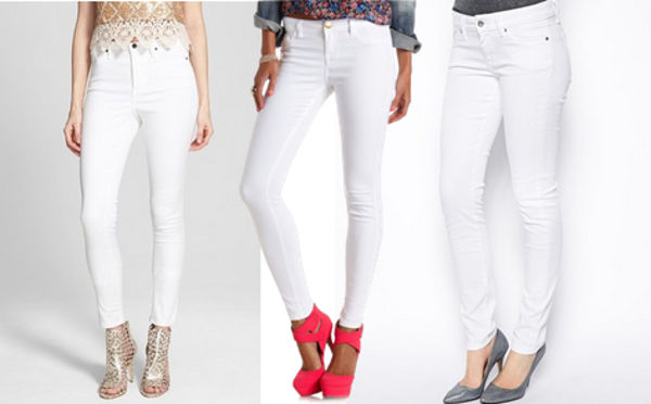 Tres jeans blancos